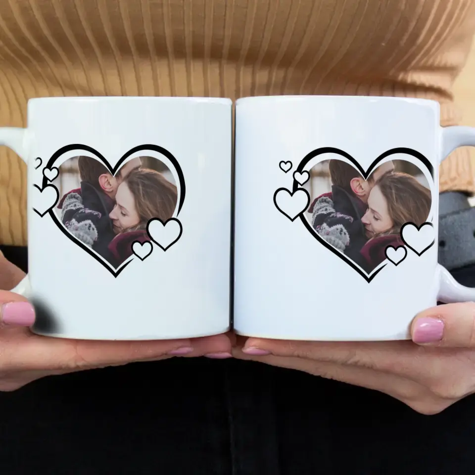 Aranyos szív alakú egyedi képes bögre