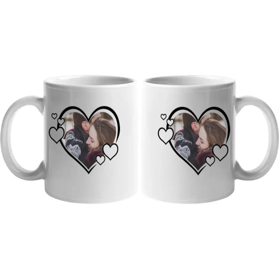 Aranyos szív alakú egyedi képes bögre