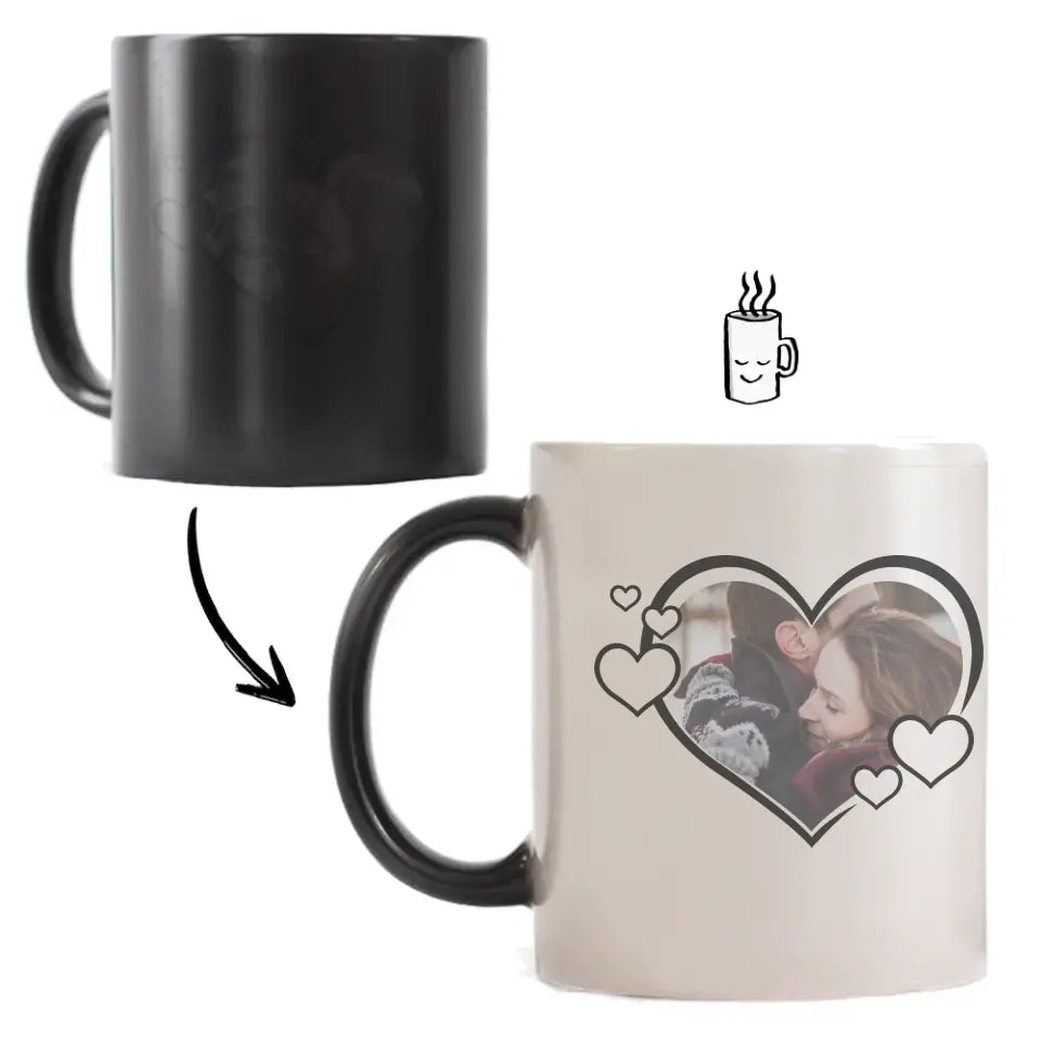 Aranyos szív alakú egyedi képes bögre