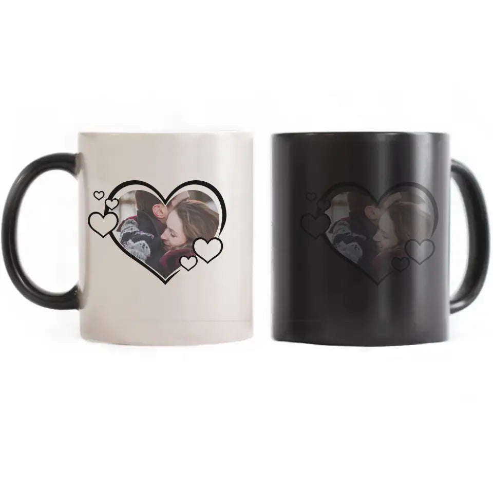 Aranyos szív alakú egyedi képes bögre