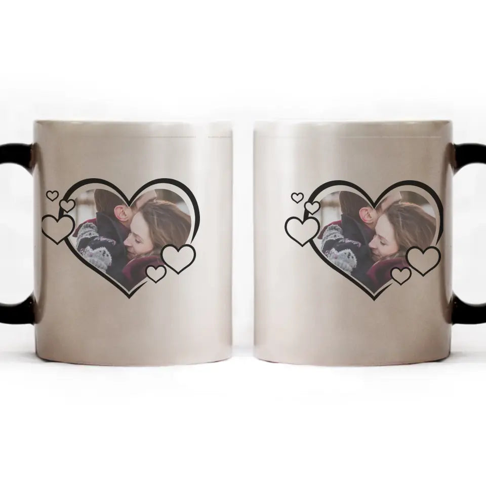 Aranyos szív alakú egyedi képes bögre