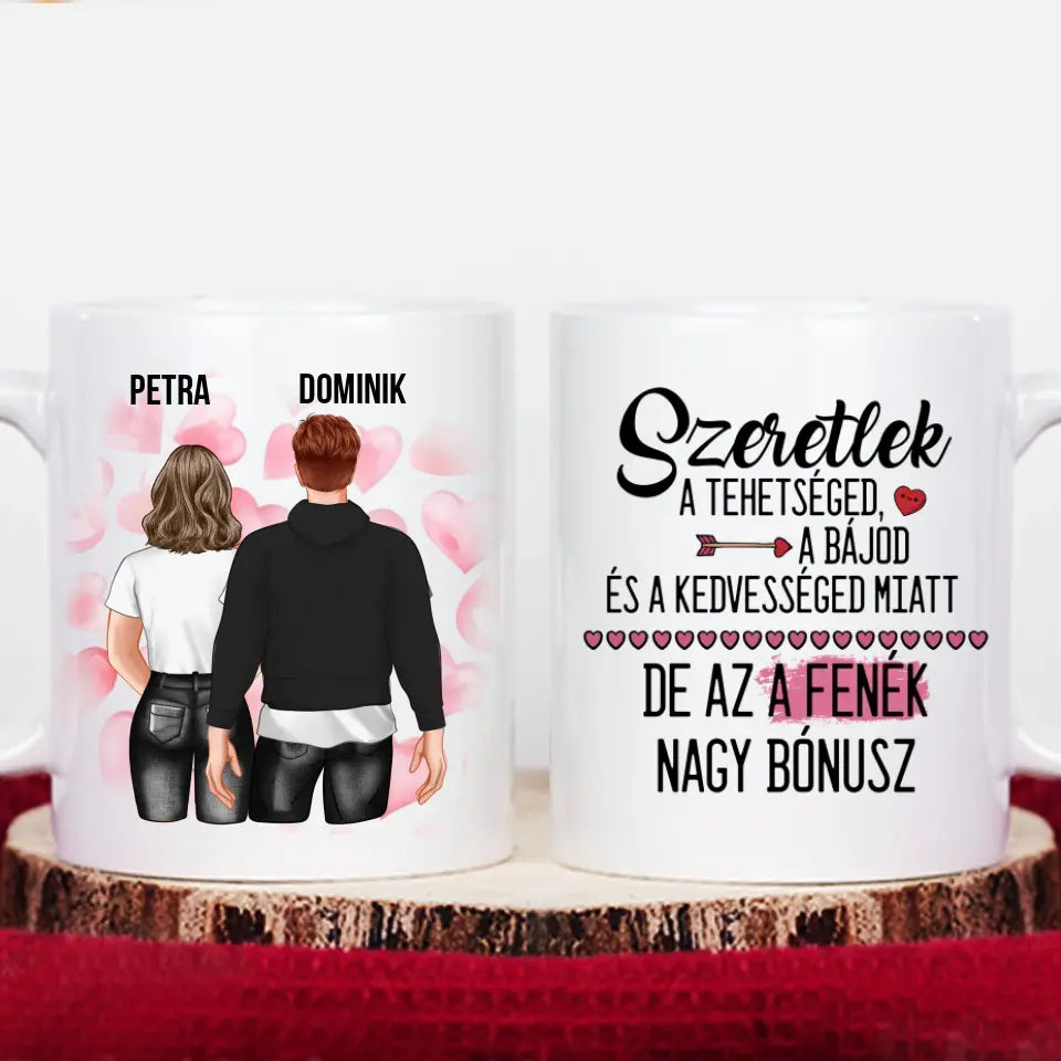 Szerkeszthető karakteres bögre vicces és szerelmes feliratokkal 2db-os szettben