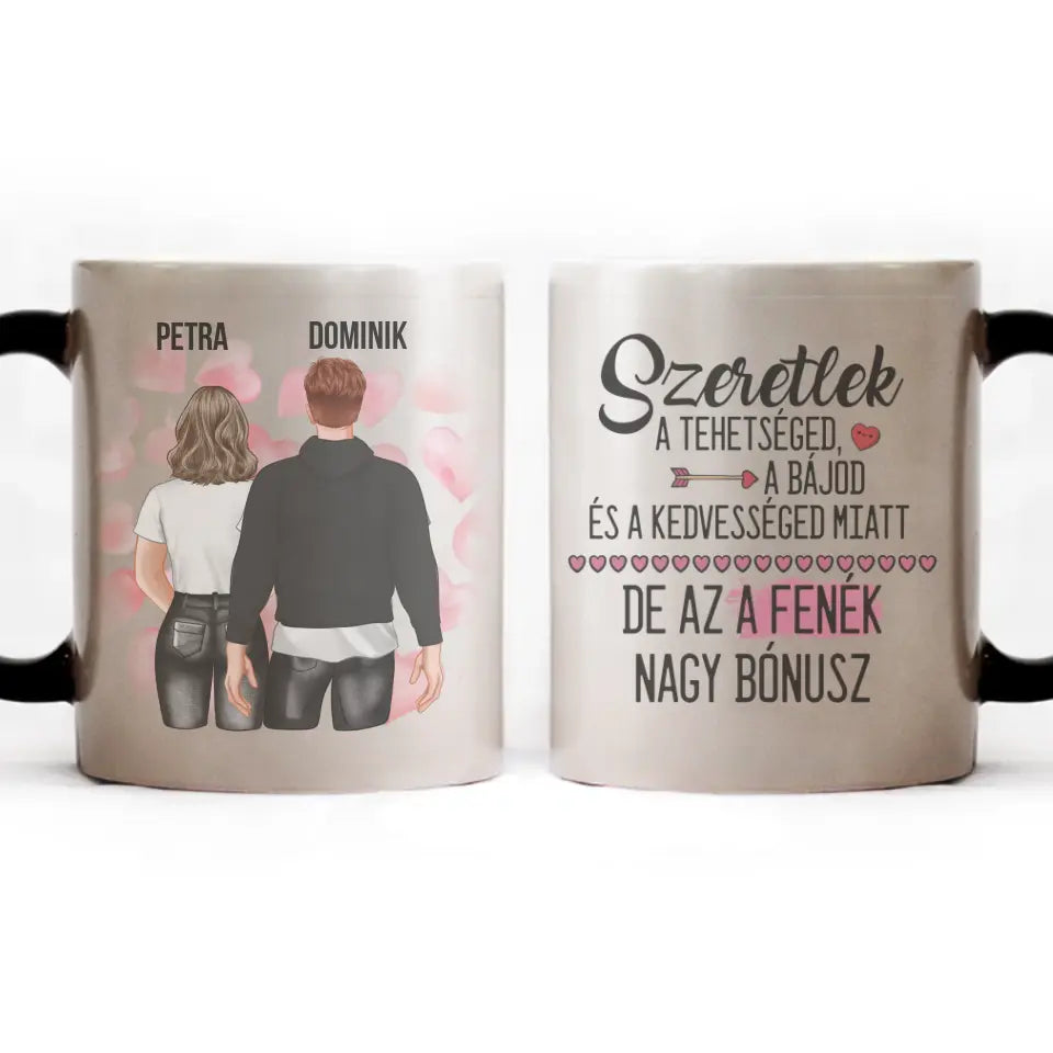 Valentin napi szerkeszthető karakteres bögre vicces és szerelmes feliratokkal
