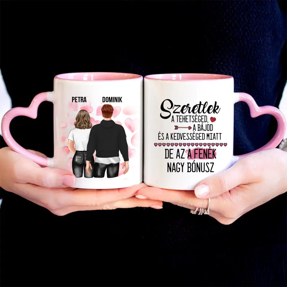 Valentin napi szerkeszthető karakteres bögre vicces és szerelmes feliratokkal