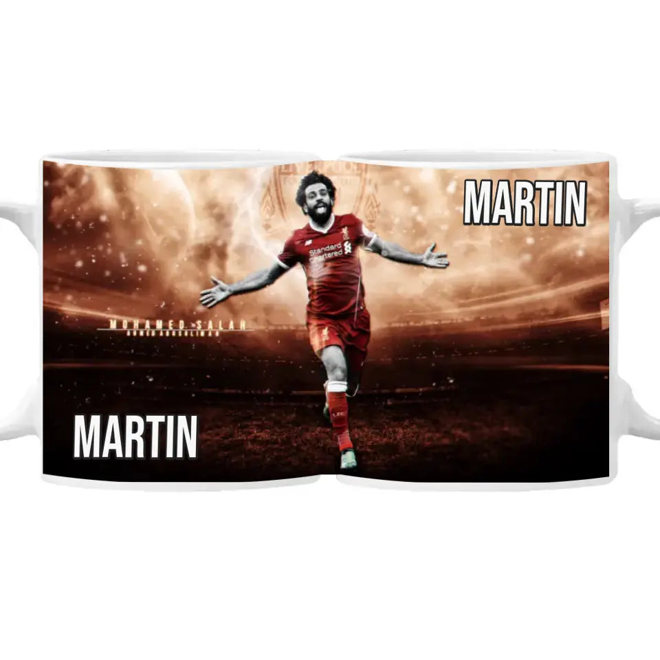 Mohamed Salah Liverpool ajándék bögre egyedi névvel