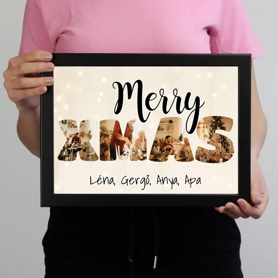 Karácsonyi XMAS falikép felirattal