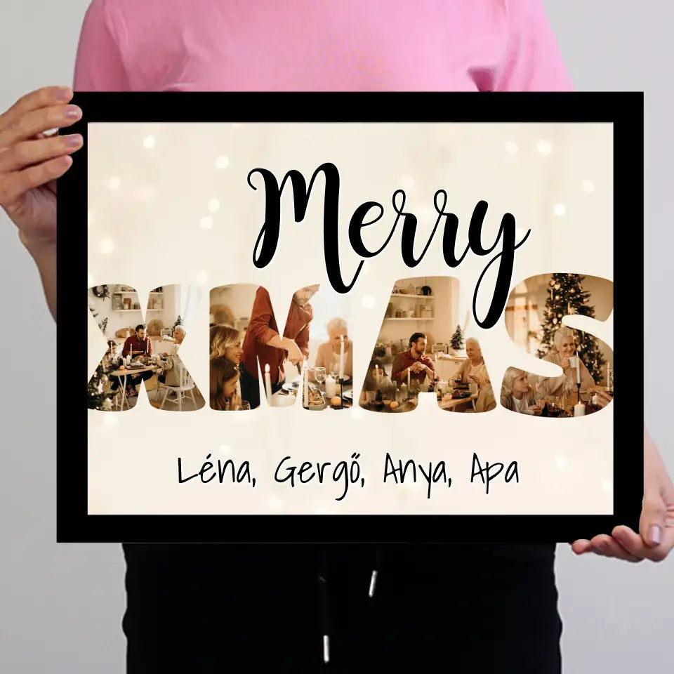 Karácsonyi XMAS falikép felirattal