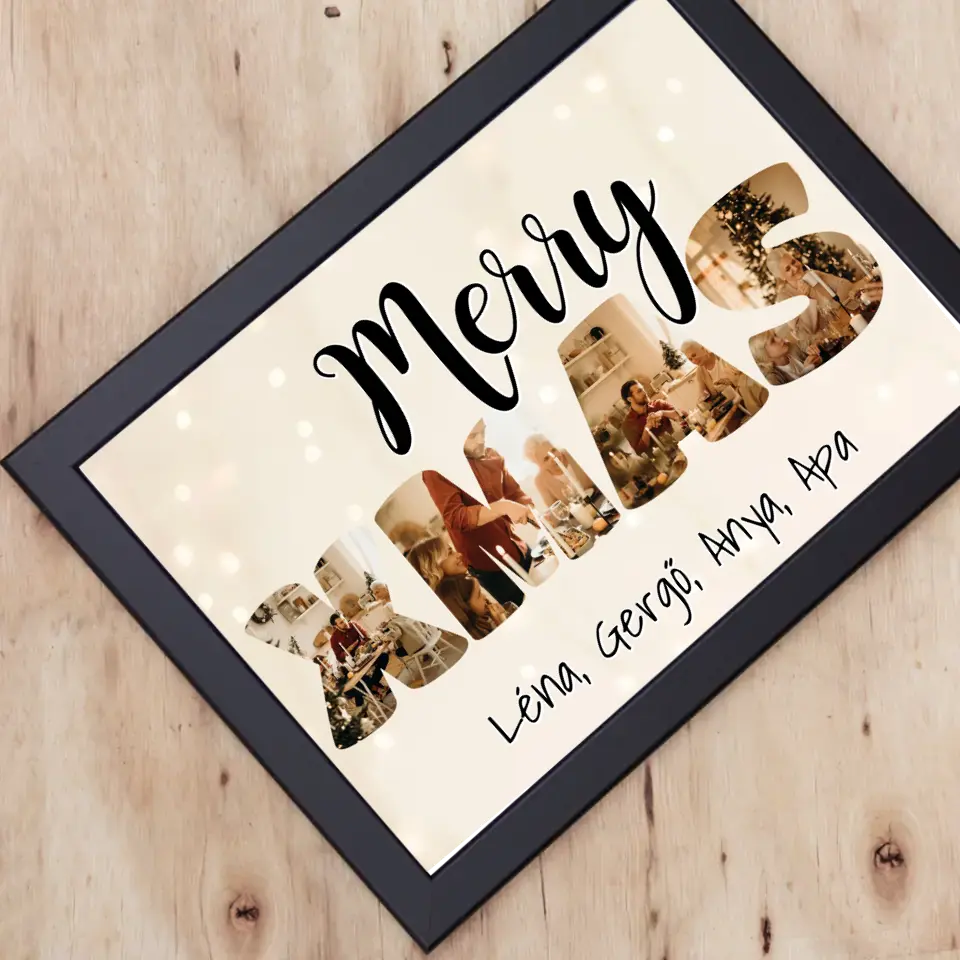 Karácsonyi XMAS falikép felirattal