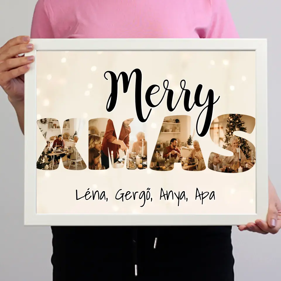Karácsonyi XMAS falikép felirattal