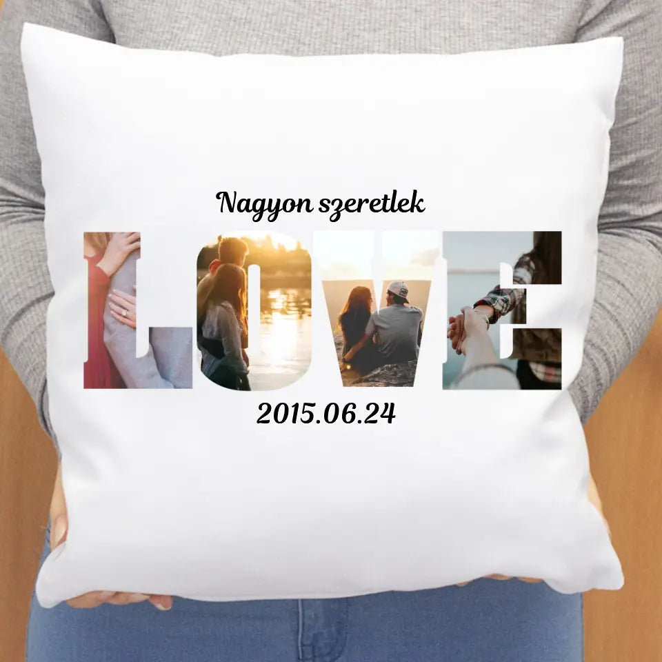 Valentin napi párna LOVE felirattal