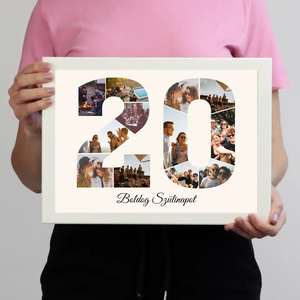 Húszas szülinapi montázs falikép