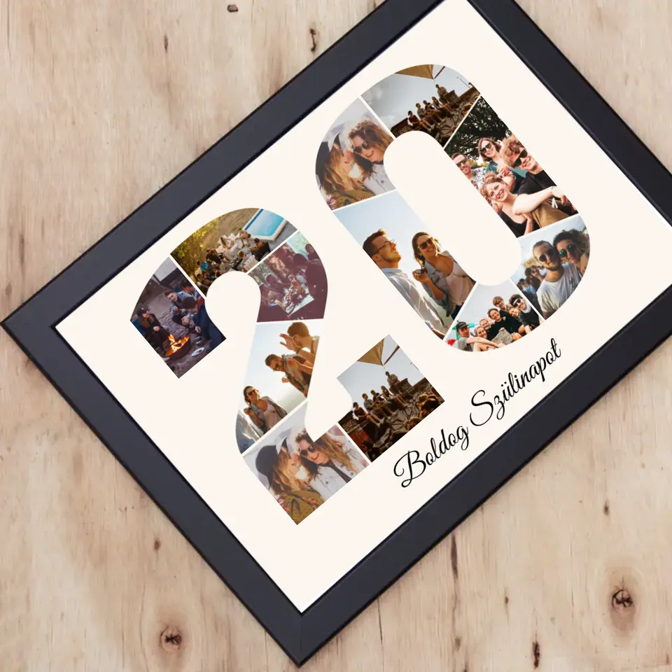 Húszas szülinapi montázs falikép