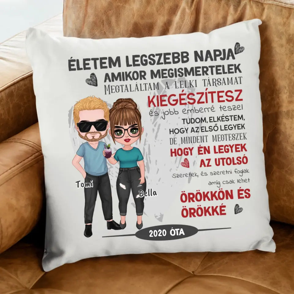 Életem legszebb napja szerkeszthető karakteres valentin napi párna