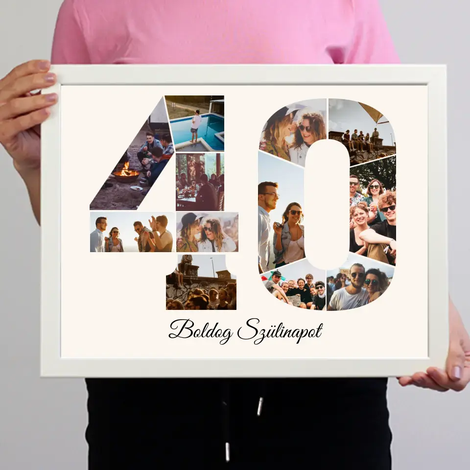 Negyvenes szülinapi montázs falikép