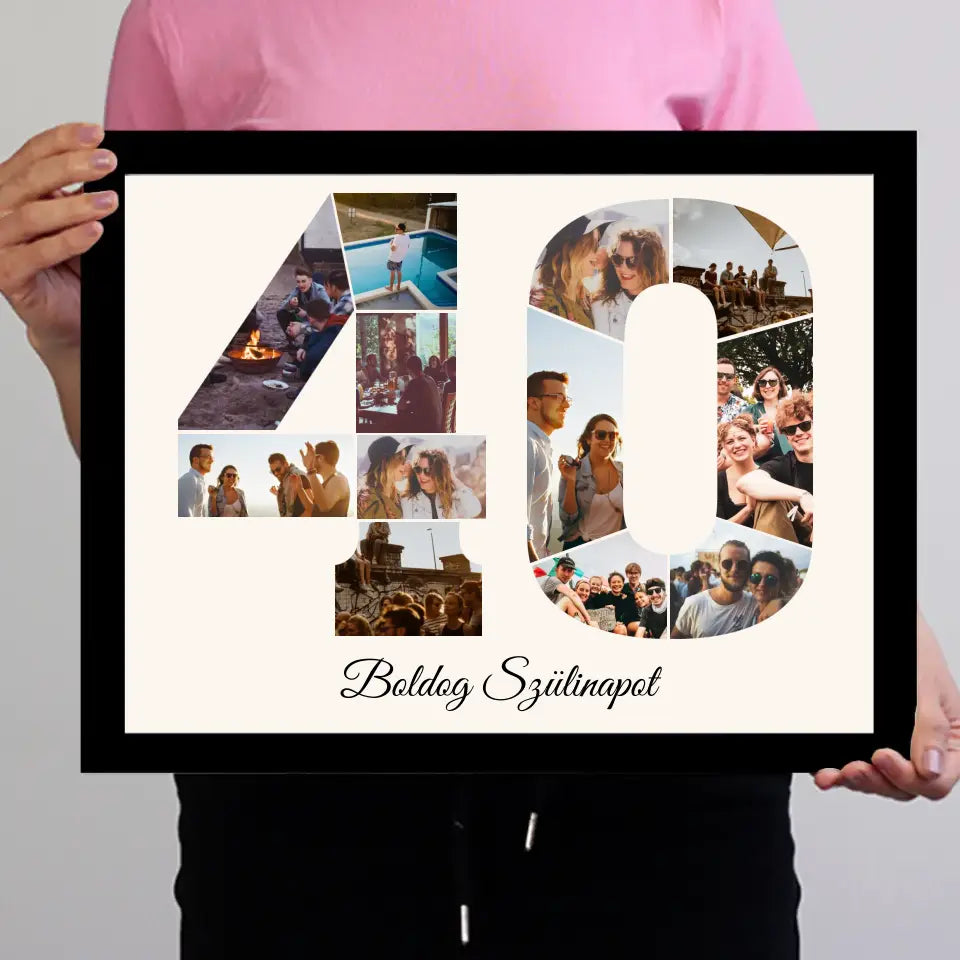 Negyvenes szülinapi montázs falikép