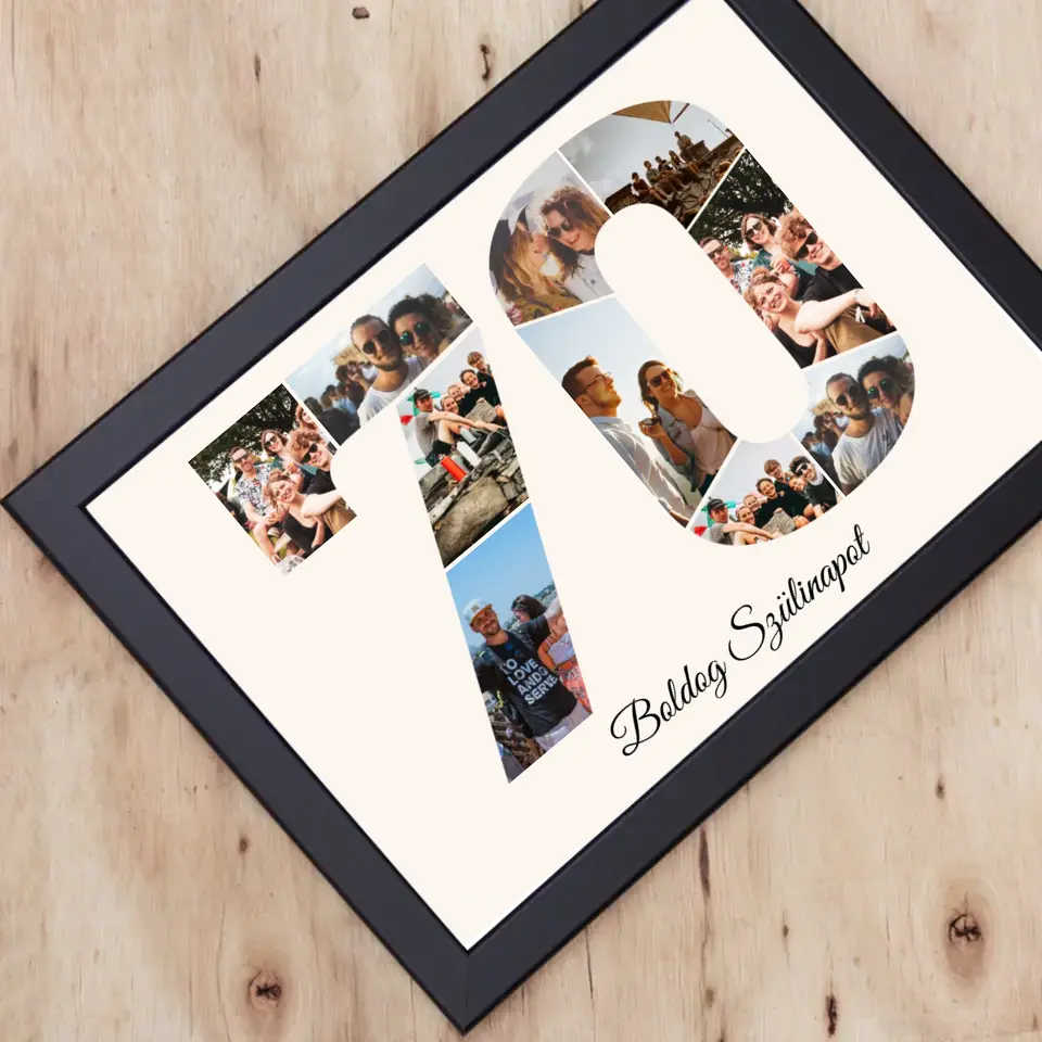 Hetvenes szülinapi montázs falikép