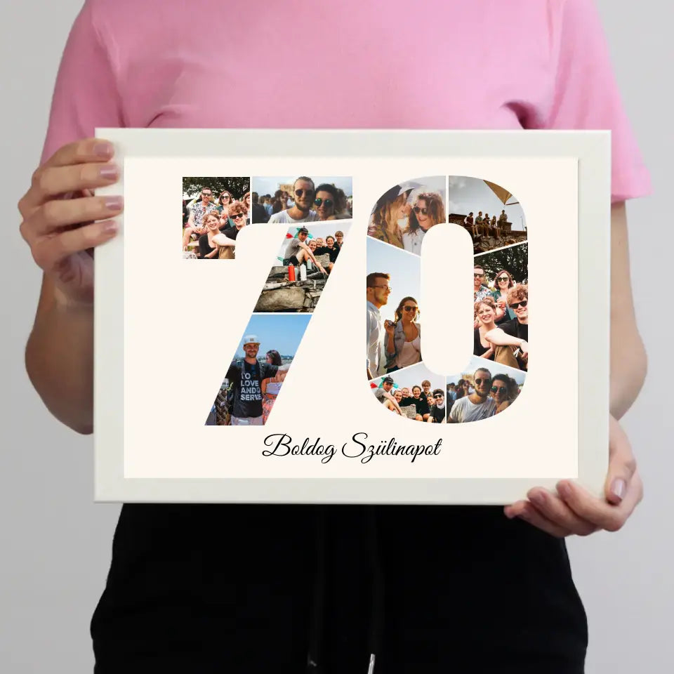 Hetvenes szülinapi montázs falikép