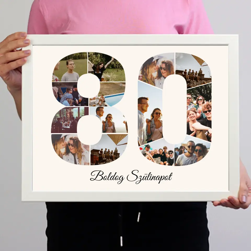 Nyolcvanas szülinapi montázs falikép