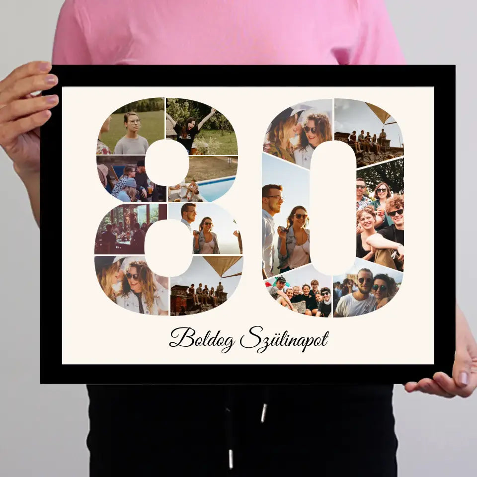 Nyolcvanas szülinapi montázs falikép