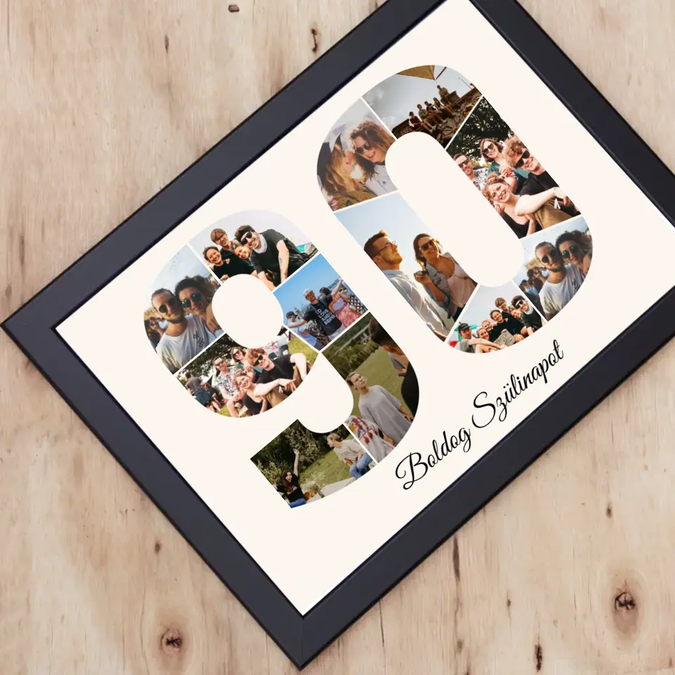 Kilencvenes szülinapi montázs falikép