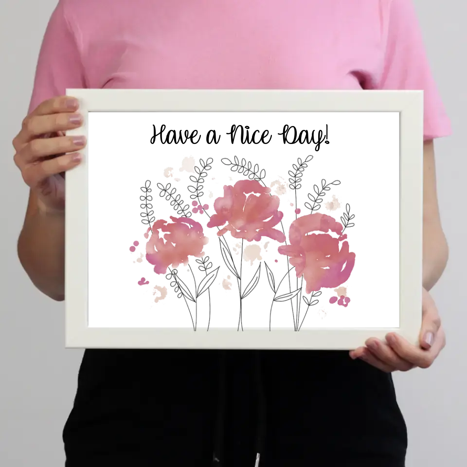 Festett virágos falikép