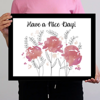 Festett virágos falikép