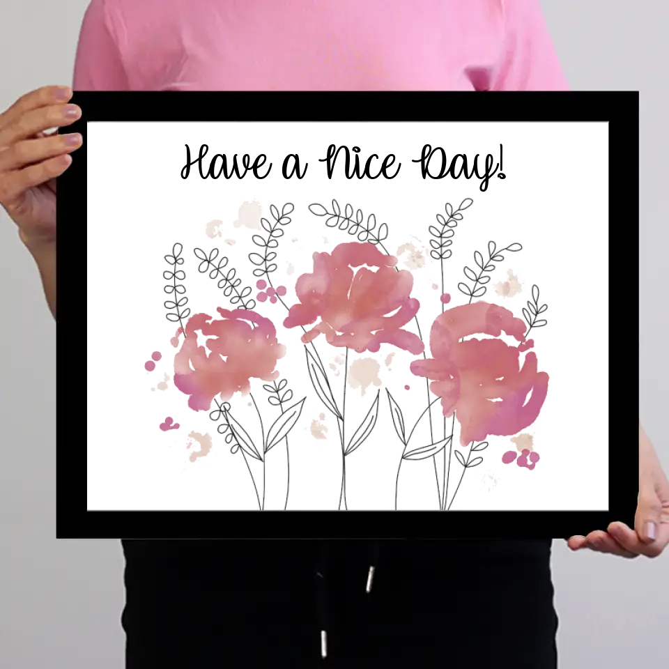 Festett virágos falikép