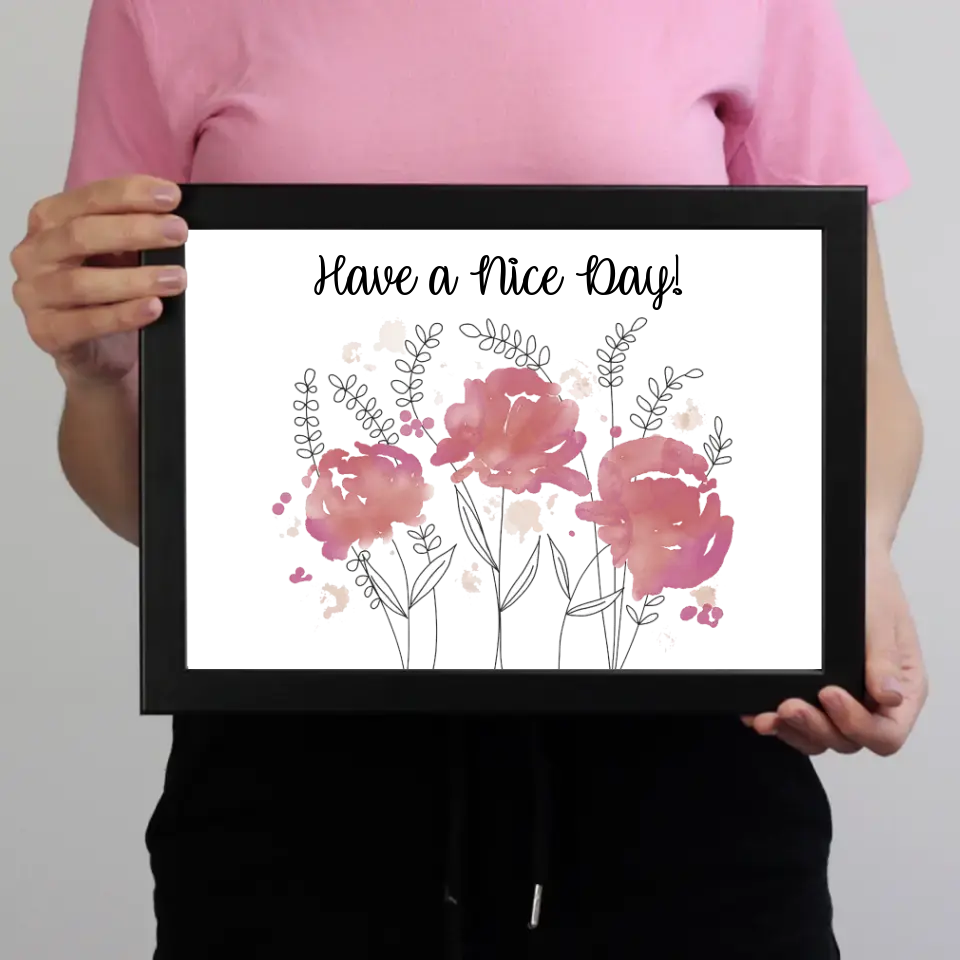 Festett virágos falikép