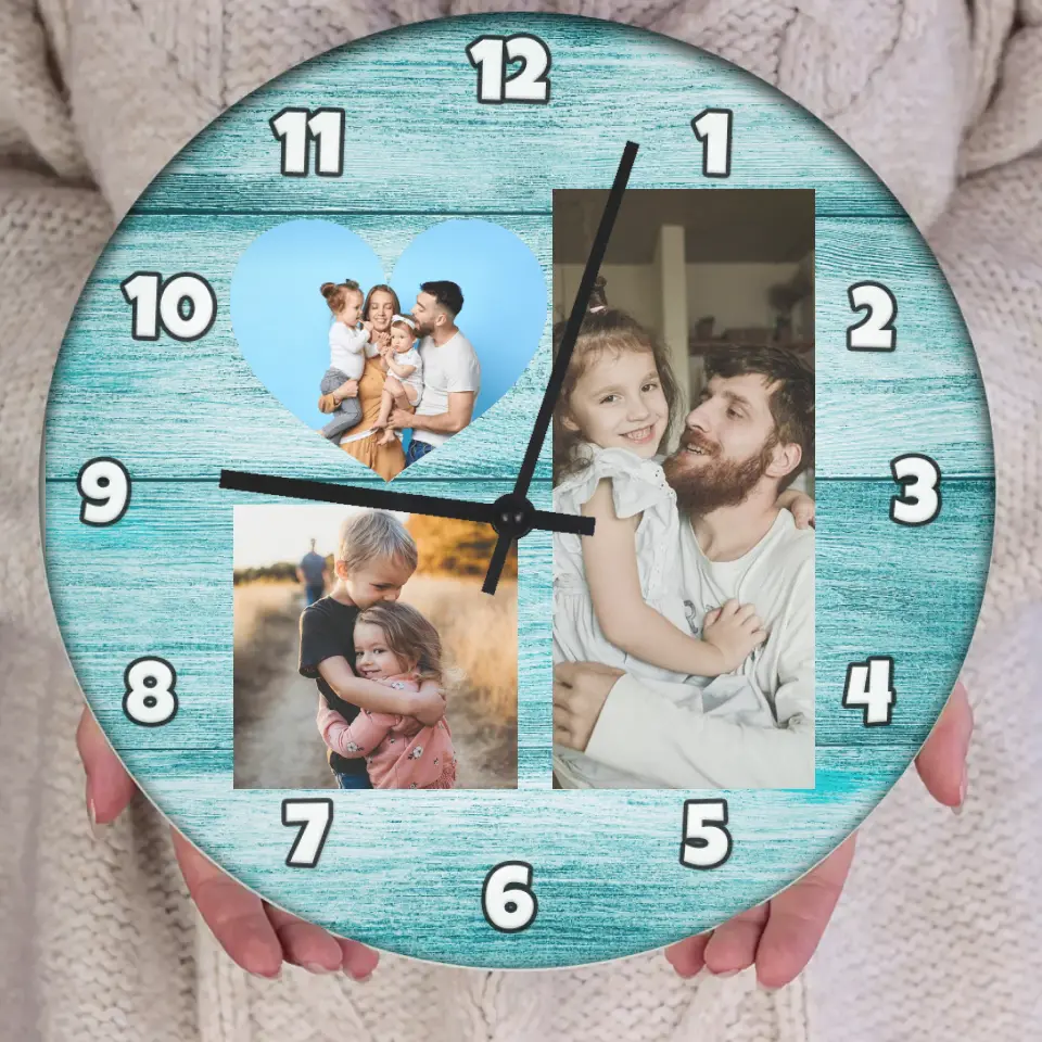 Fa szív mintás montázs fali óra