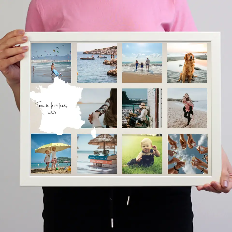 11 képes montázs falikép Franciaország térképpel