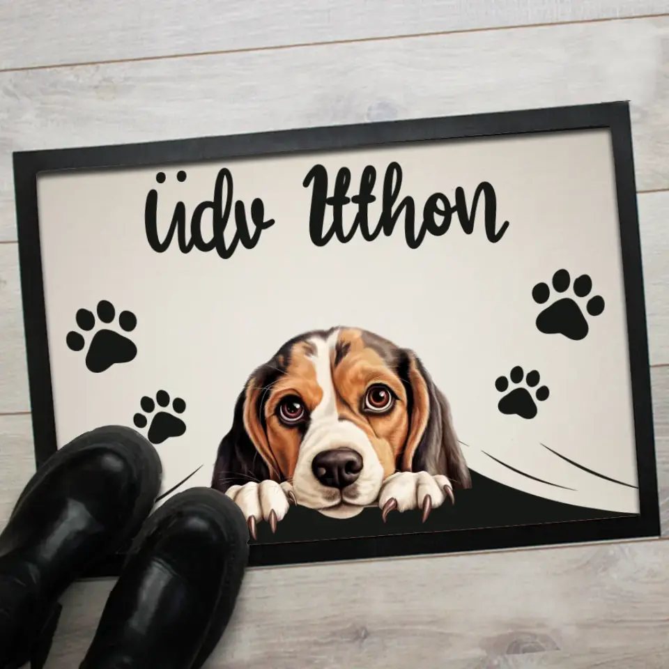 Üdv itthon lábtörlő választható kutyával