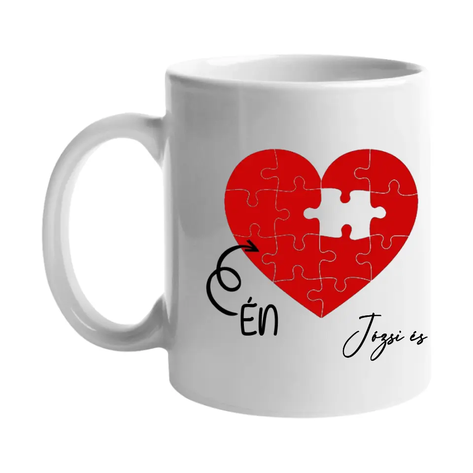 Puzzle love egyedi neves Valentin napi páros bögre szett