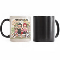 Egyedi ajándék bögre személyre szabható karakterekkel - cuki család kutyákkal