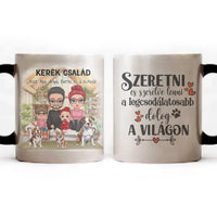 Egyedi ajándék bögre személyre szabható karakterekkel - cuki család kutyákkal