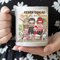 Egyedi ajándék bögre személyre szabható karakterekkel - cuki család kutyákkal