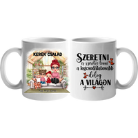 Egyedi ajándék bögre személyre szabható karakterekkel - cuki család Anyával