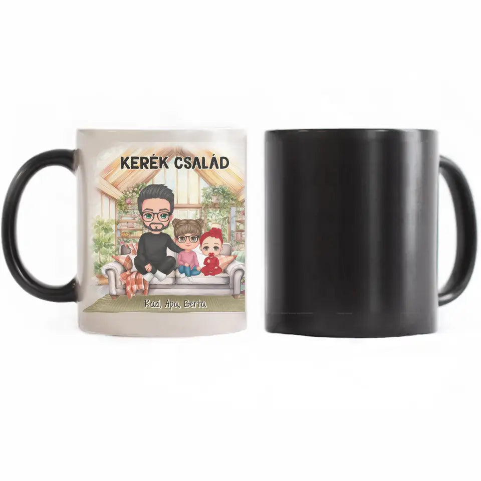 Egyedi ajándék bögre személyre szabható karakterekkel - cuki család Apával