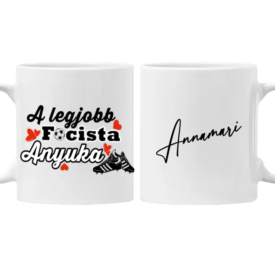 A legjobb focista anyuka bögre, egyedi névvel