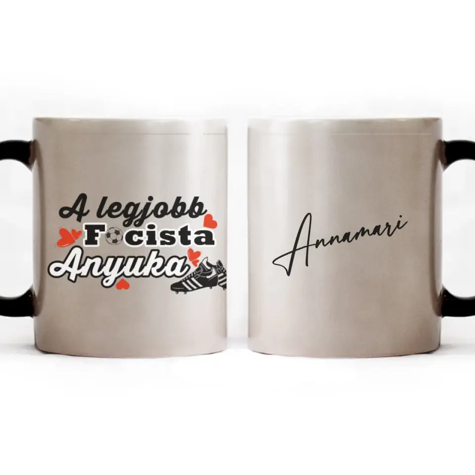 A legjobb focista anyuka bögre, egyedi névvel