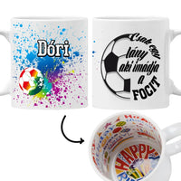 Egyedi neves focis bögre lányoknak