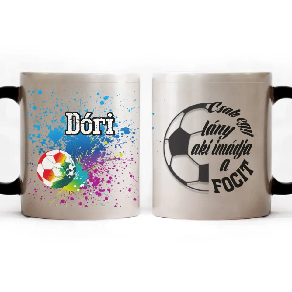 Egyedi neves focis bögre lányoknak