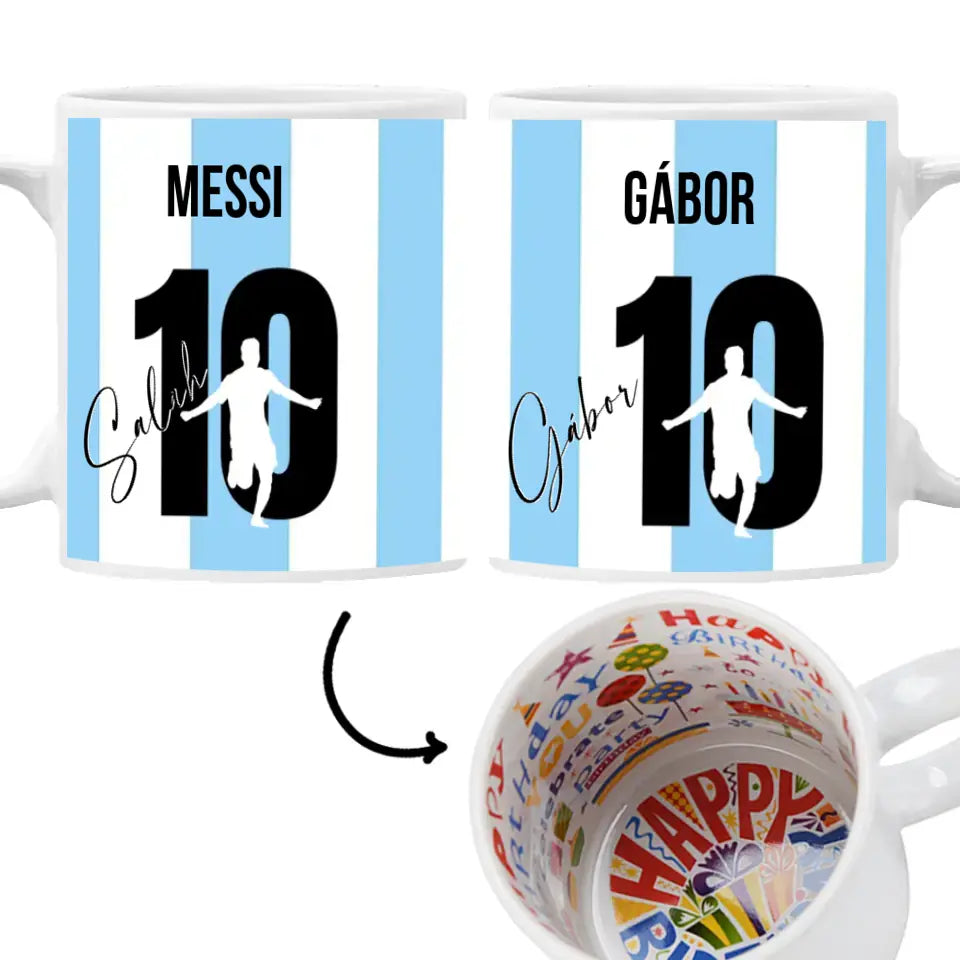 Messi bögre szerkeszthető feliratokkal