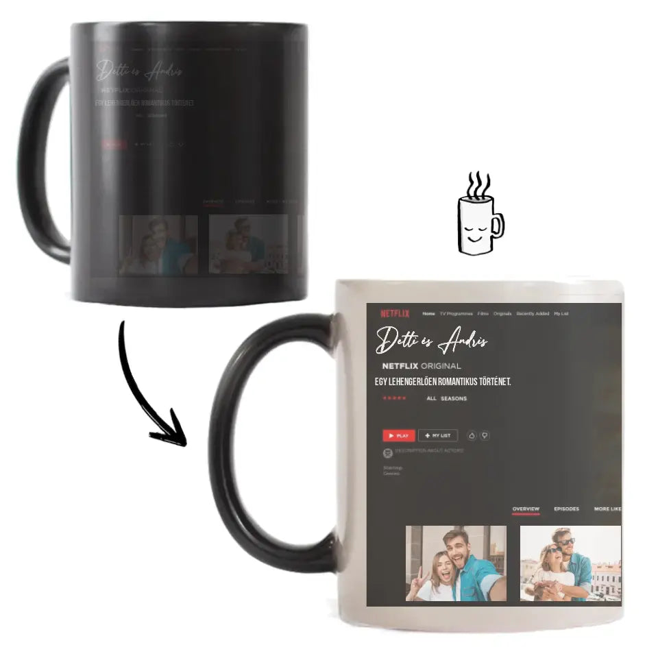 Netflix stílusú bögre pároknak egyedi fényképpel