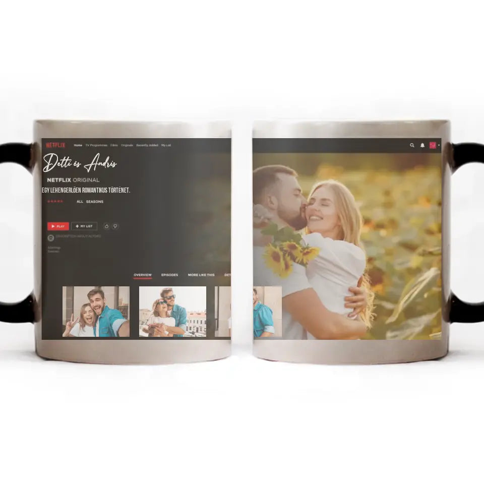 Netflix stílusú bögre pároknak egyedi fényképpel