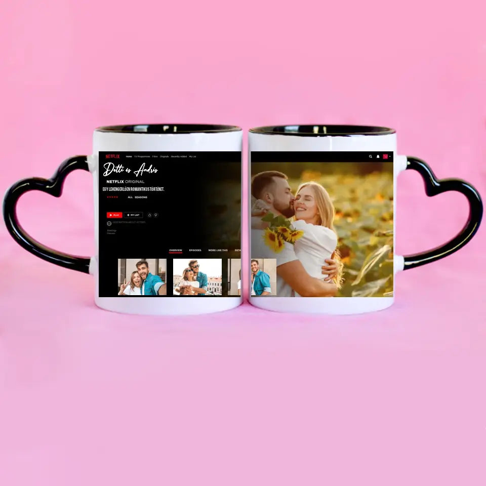 Netflix stílusú bögre pároknak egyedi fényképpel
