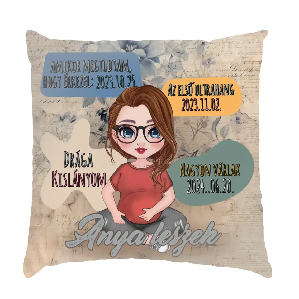 Egyedi cuki karakteres Anya leszek telinyomatos FullPrint párna