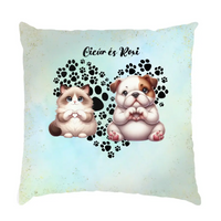 Aranyos szerkeszthető cicás és kutyás telinyomatos Fullprint párna