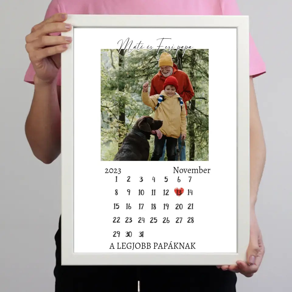 Egyedi falikép saját fotóval és naptárral Nagypapáknak