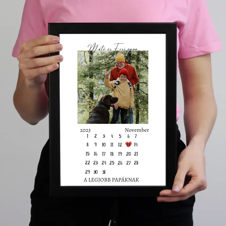 Egyedi falikép saját fotóval és naptárral Nagypapáknak