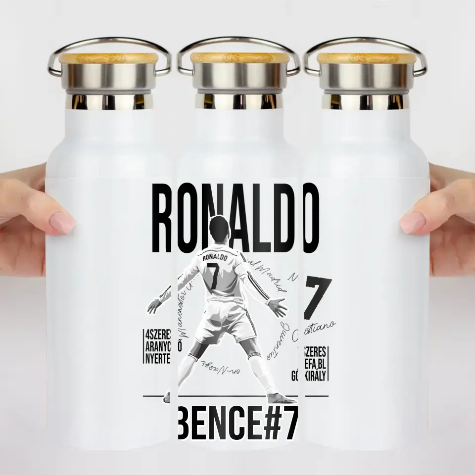 Személyre szabható Ronaldo focis ajándék kulacs gyerekeknek
